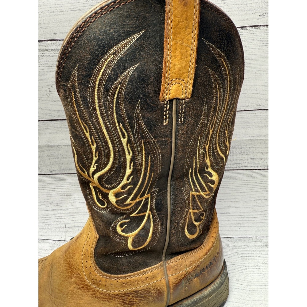 Ariat Mens 11 D Brown‎ Leather Flame Western Cowboy Boots Style 10010891 - Picture 9 of 9